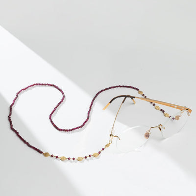 Optica 18K Gold Plated eyewear strap With Rich Garnet Beads - Optica